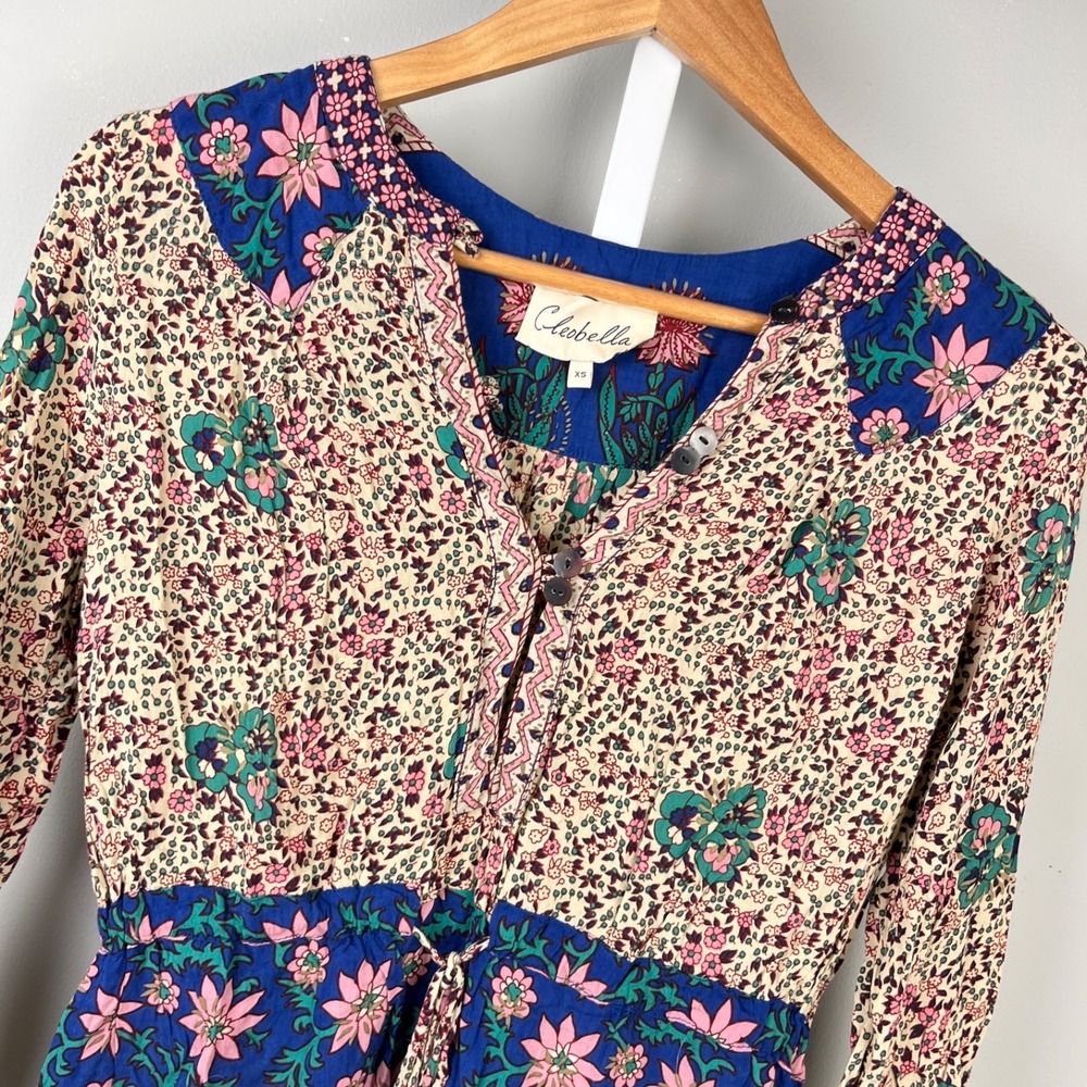 Anthropologie Cleobella Boho Top Shirt Womens XS Floral Rayon Peasant Hippie